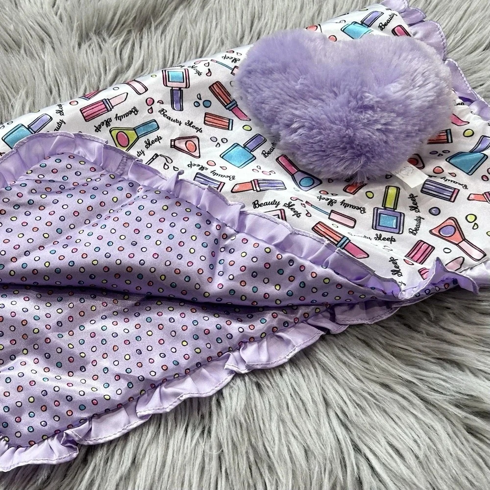 Build A Bear‎ Silk Comforter Blanket & Pillow Set Beauty And Makeup Themed Set